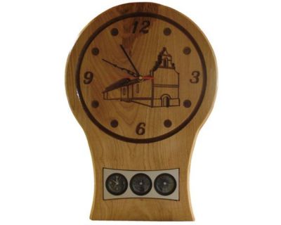 Cartel de empresa con reloj, termómetro e higrómetro