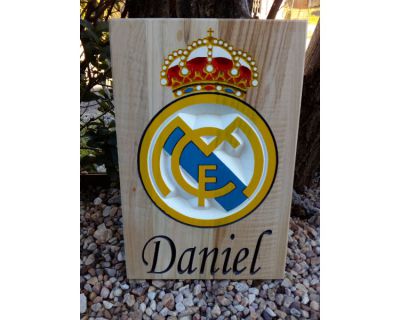 Escudo deportivo Real Madrid policromado y personalizado