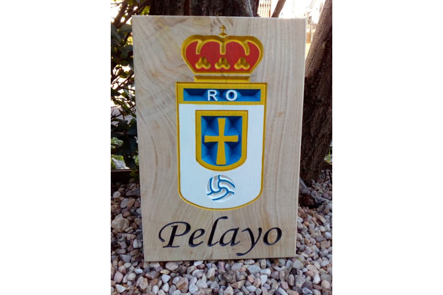 Escudo deportivo Real Oviedo policromado y personalizado