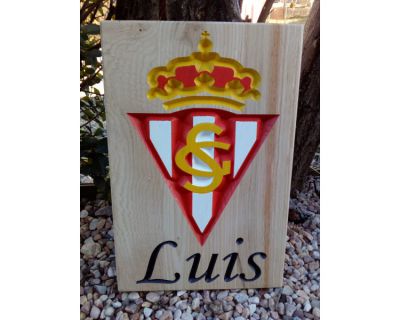 Escudo deportivo Sporting de Gijón policromado y personalizado