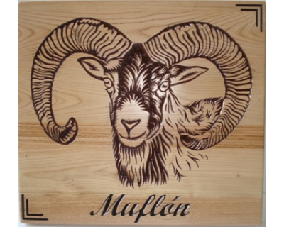 Animal grabado en madera «Muflón»