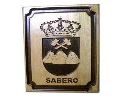 Escudo «Sabero» grabado en madera