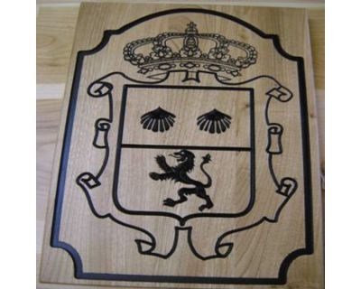 Escudo «San Andrés del Rabanedo» grabado en madera