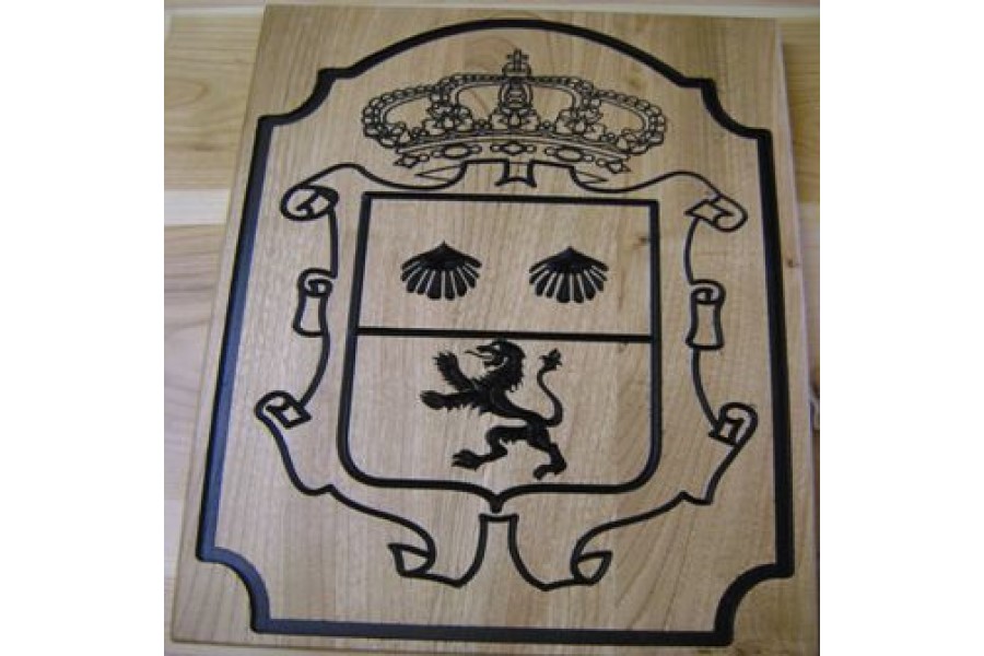 Escudo “San Andrés del Rabanedo” grabado en madera