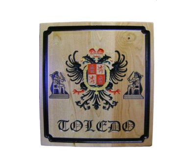 Escudo «Toledo» grabado en madera