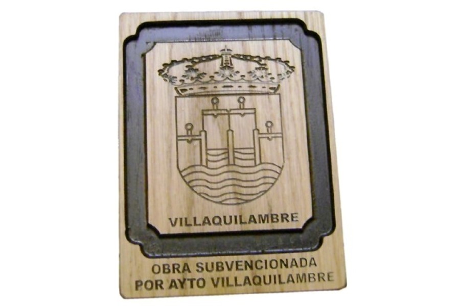 Escudo “Villaquilambre” grabado en madera